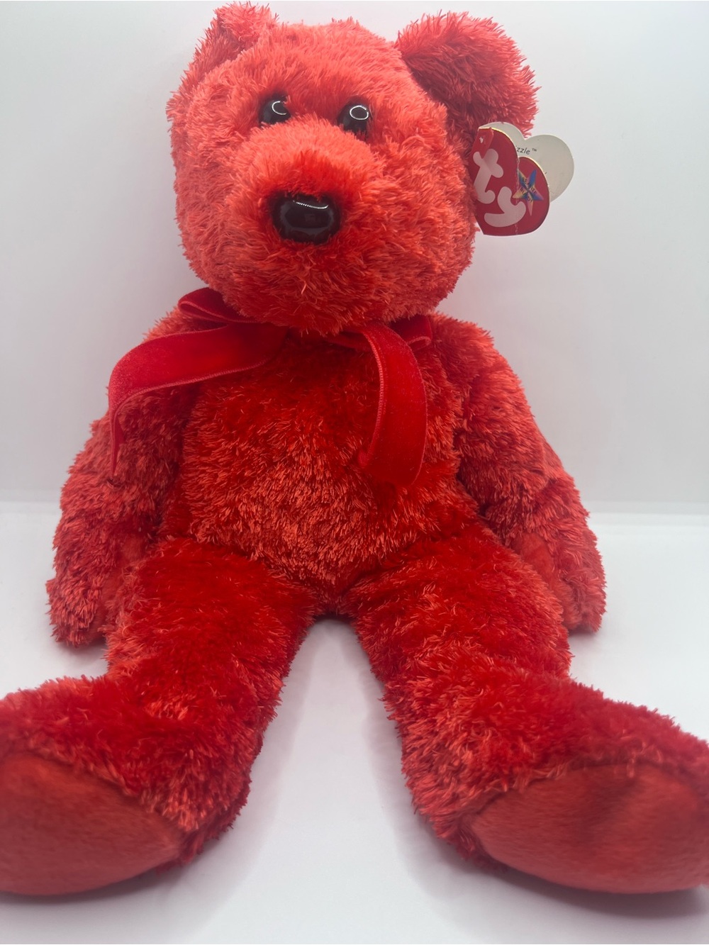 Ty Beanie Buddy - Sizzle the Bear - Red Plush Stuffed Animal Toy 2001